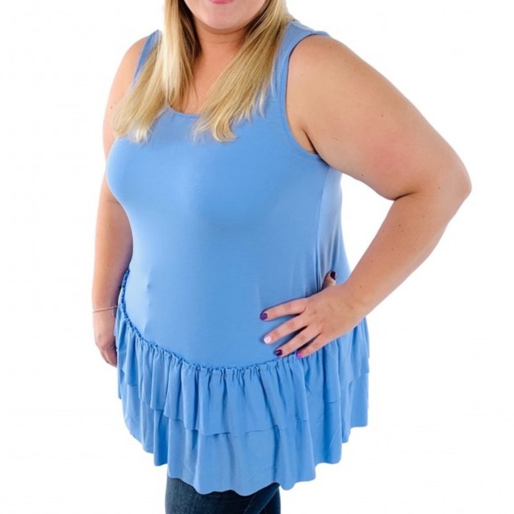 Plus Sleeveless Tank With Ruffle Hem - 3x!!